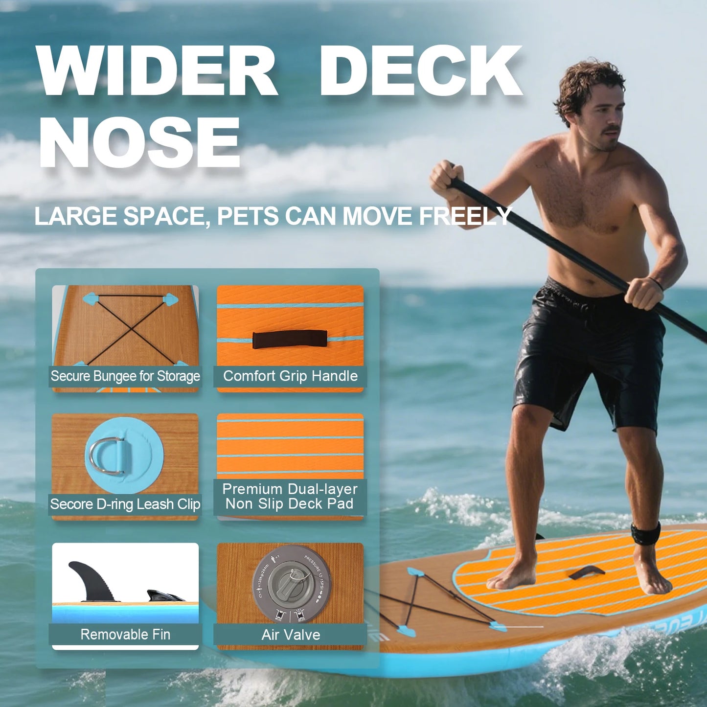 CADALENE Inflatable Stand Up Paddle Board With Premium Accessories