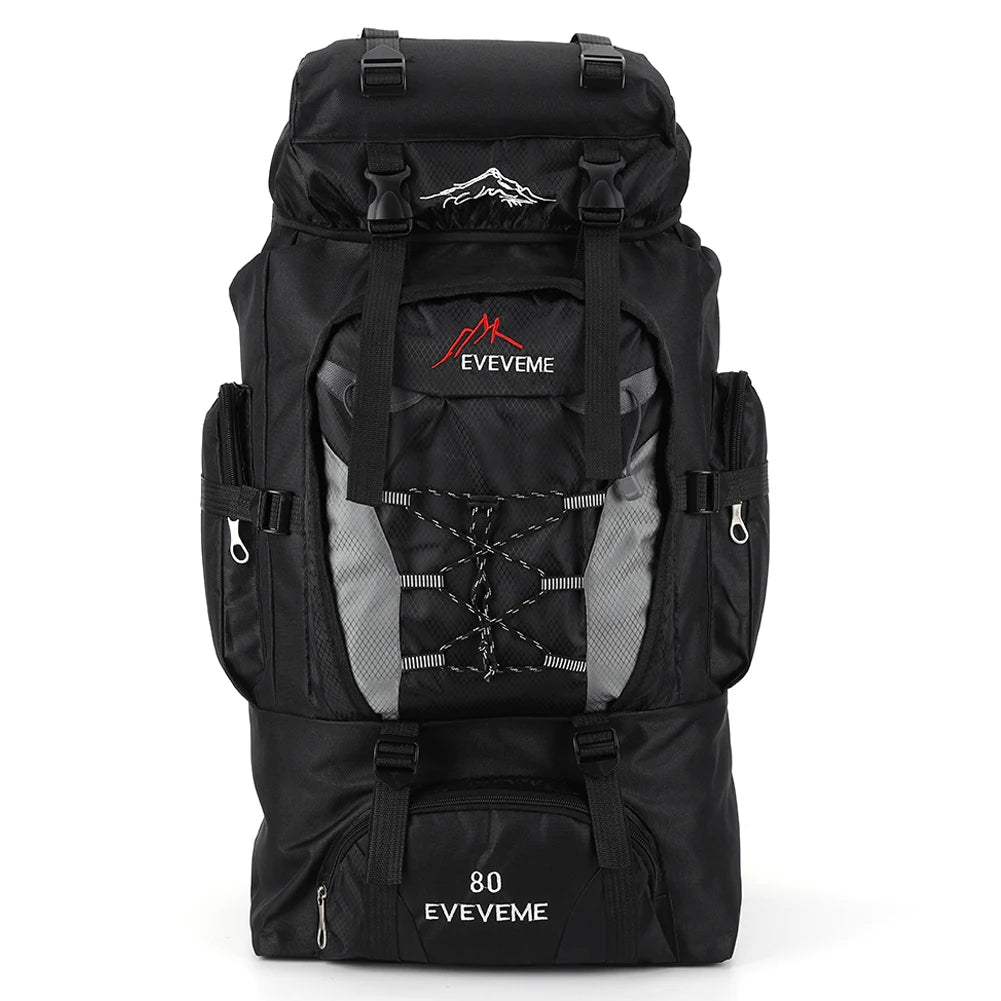 NONECN Waterproof 80L Mountain Climbing Backpack Canvas Trekking Hiking Rucksack