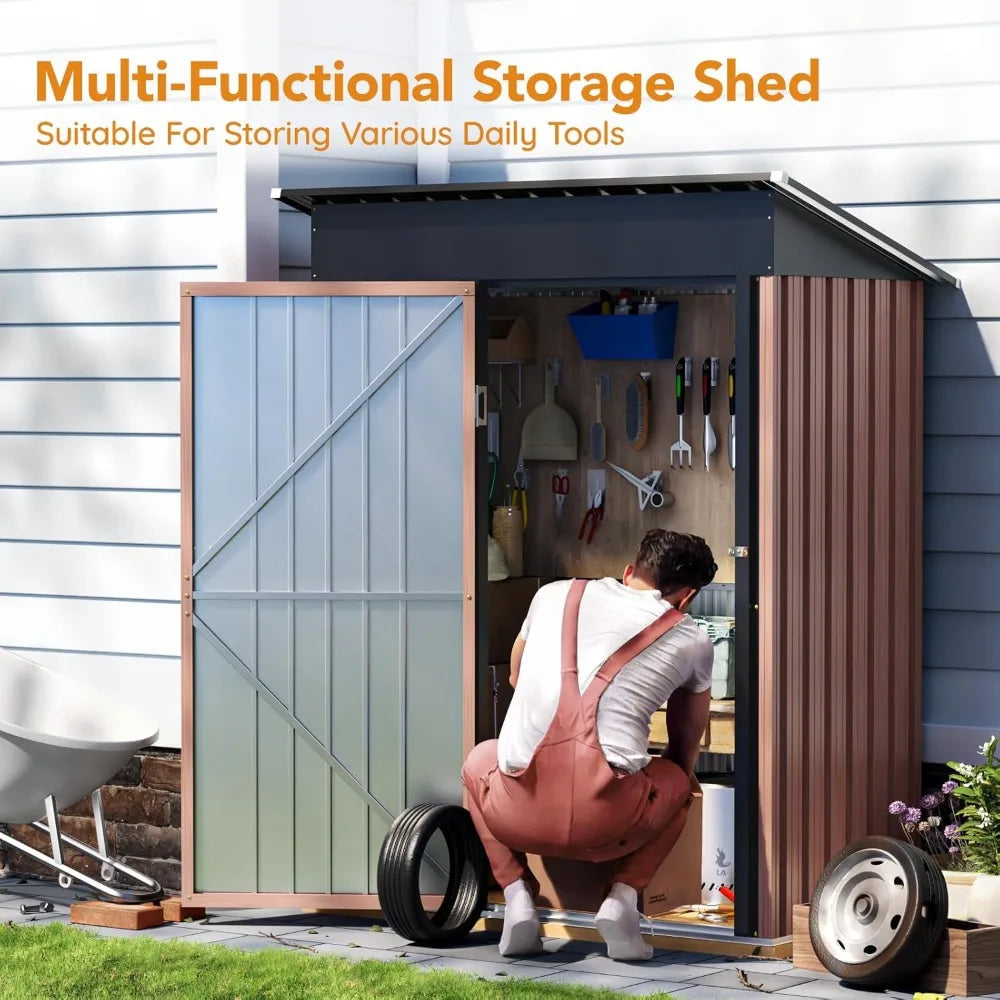 Garden Storage Shed With Lockable Door Steel Sloping Roof