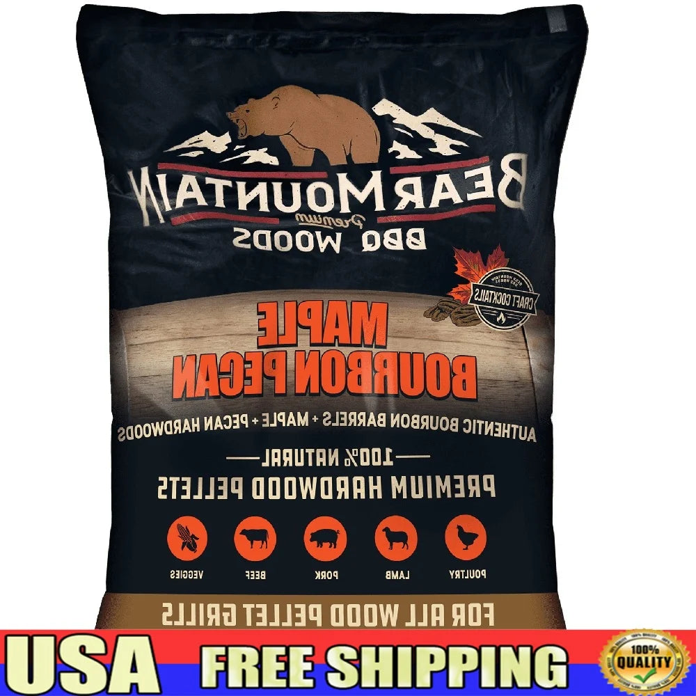 Bear Mountain Natural Maple Bourbon Pecan BBQ Wood Pellets 20lb Premium