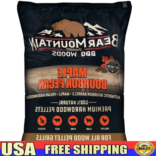 Bear Mountain Natural Maple Bourbon Pecan BBQ Wood Pellets 20lb Premium