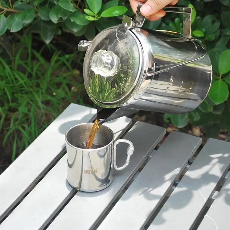 Camping Percolator Coffee Pot 9 Cup Stainless Steel Stovetop Mocha