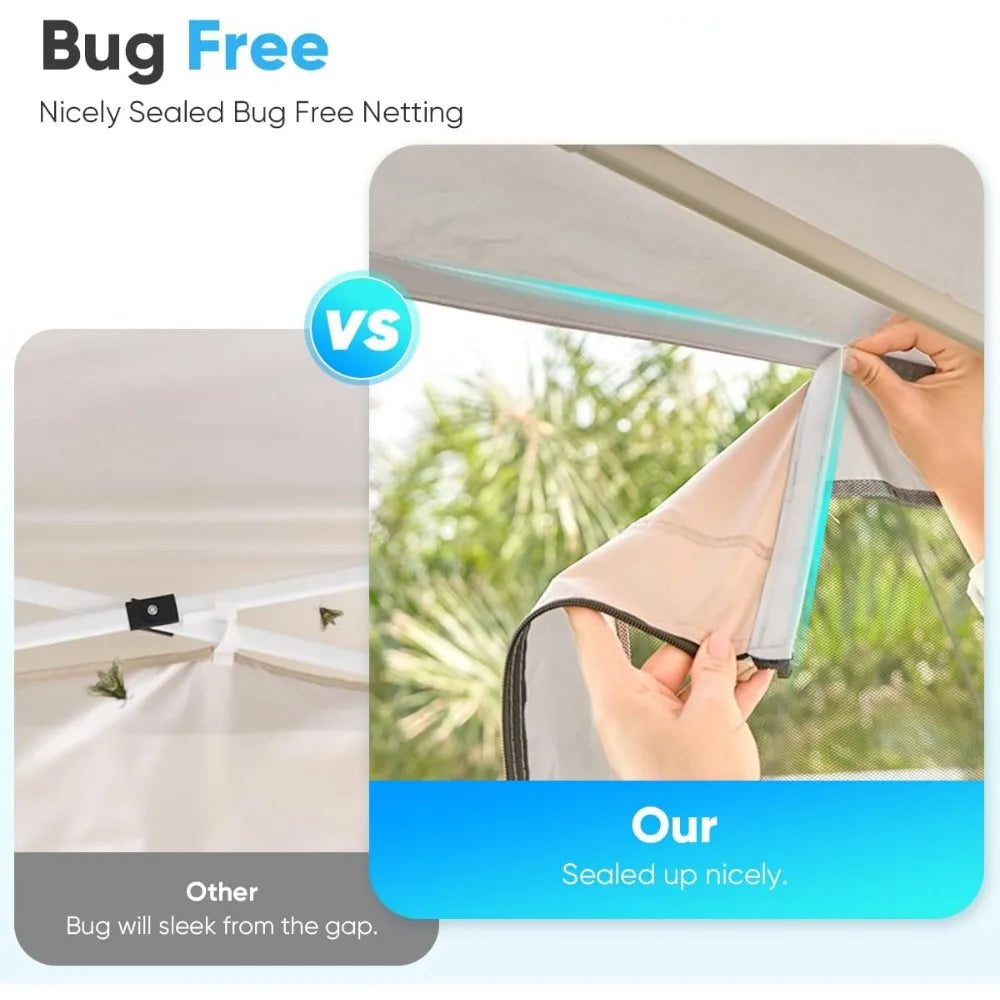 10x10 Pop Up Screened Canopy Tent With Mosquito Netting Portable Shelter Patio