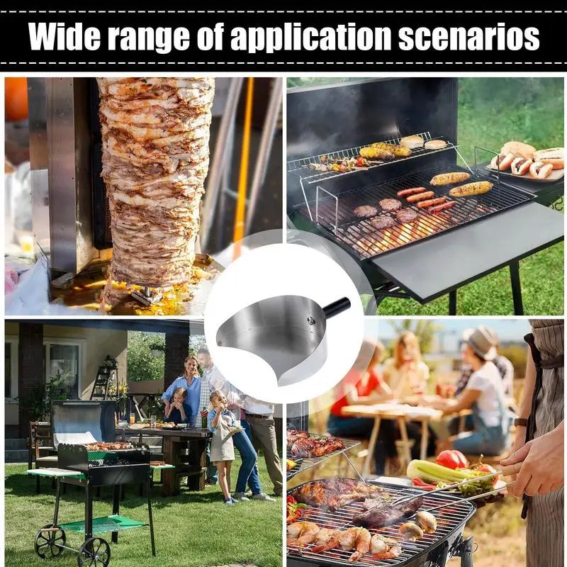 Waasoscon Handheld Meat Catcher Shovel For Barbecue Rotisserie Grill