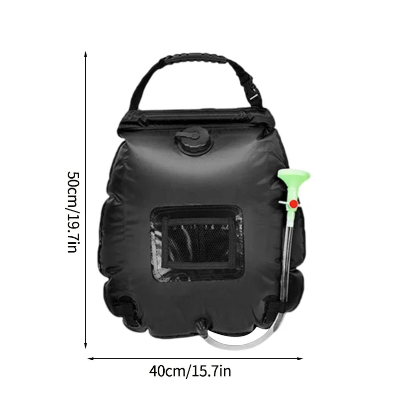 Portable Solar Camping Shower Bag With Switchable Head And Heating