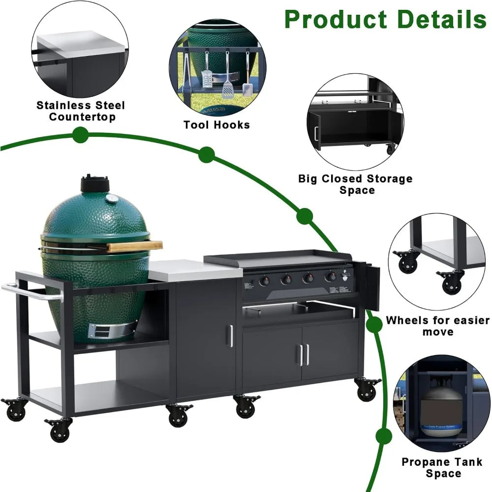 DAFIFY Outdoor Grill Cart For Big Green Egg And Blackstone Griddle 28 Or 36 Inch