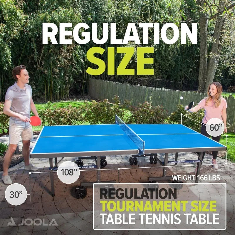 Bring competitive thrill and backyard fun to any season with JOOLA's weatherproof outdoor ping pong table.