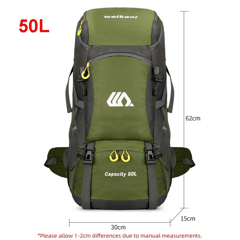 50L Travel Backpack For Outdoor Hiking Camping Nylon Waterproof Rucksack