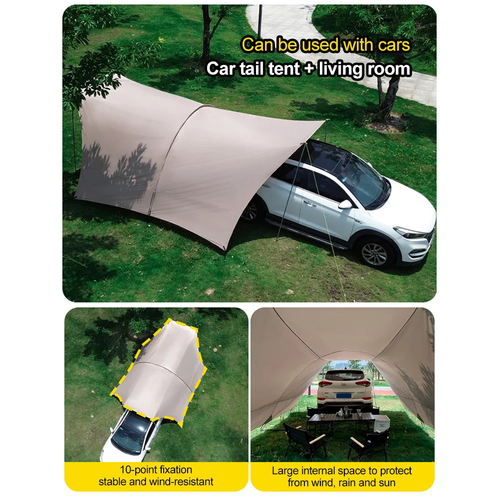 Sonuto Car Awning Tent 210D Waterproof UV Sun Shelter For Outdoor Beach Camping