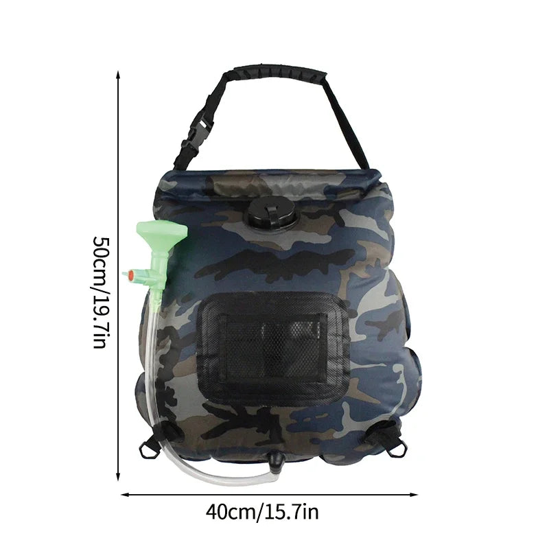 Portable Solar Camping Shower Bag With Switchable Head And Heating