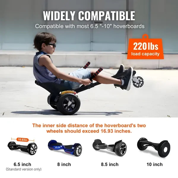 Hoverboard Seat Attachment With LED Lights And Adjustable Length Up To 220 Lbs