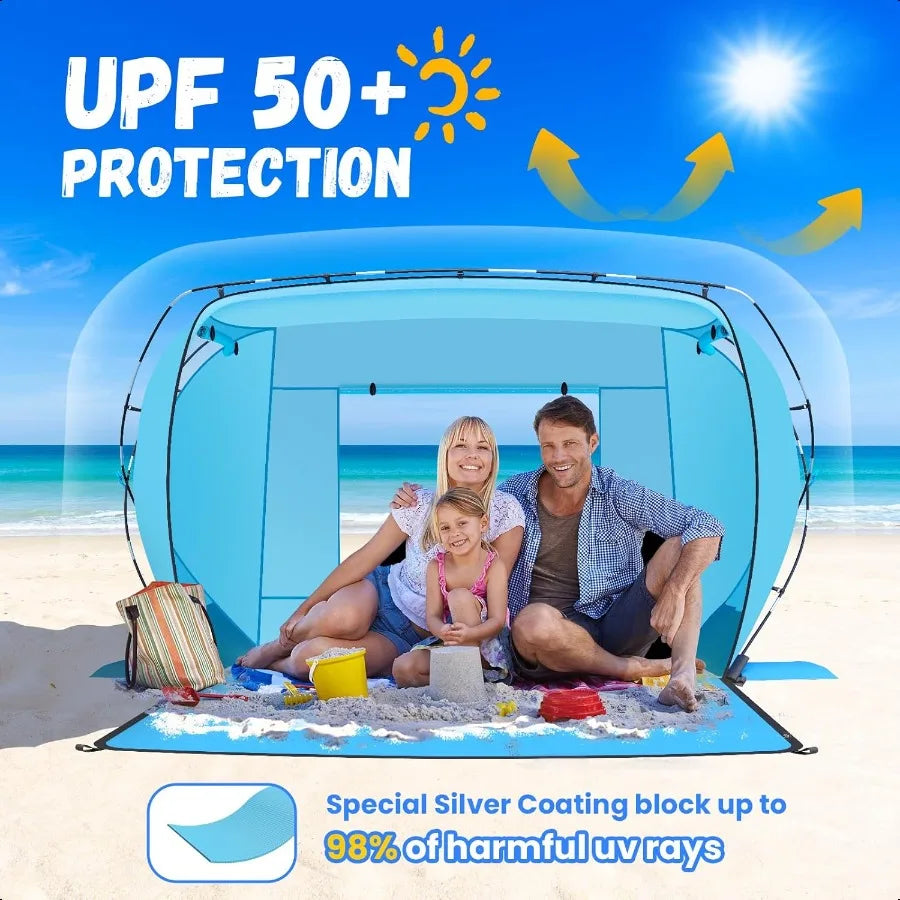 Beach Tent Sun Shelter 46 Person Beach Shade Tent UPF 50 UV Protection