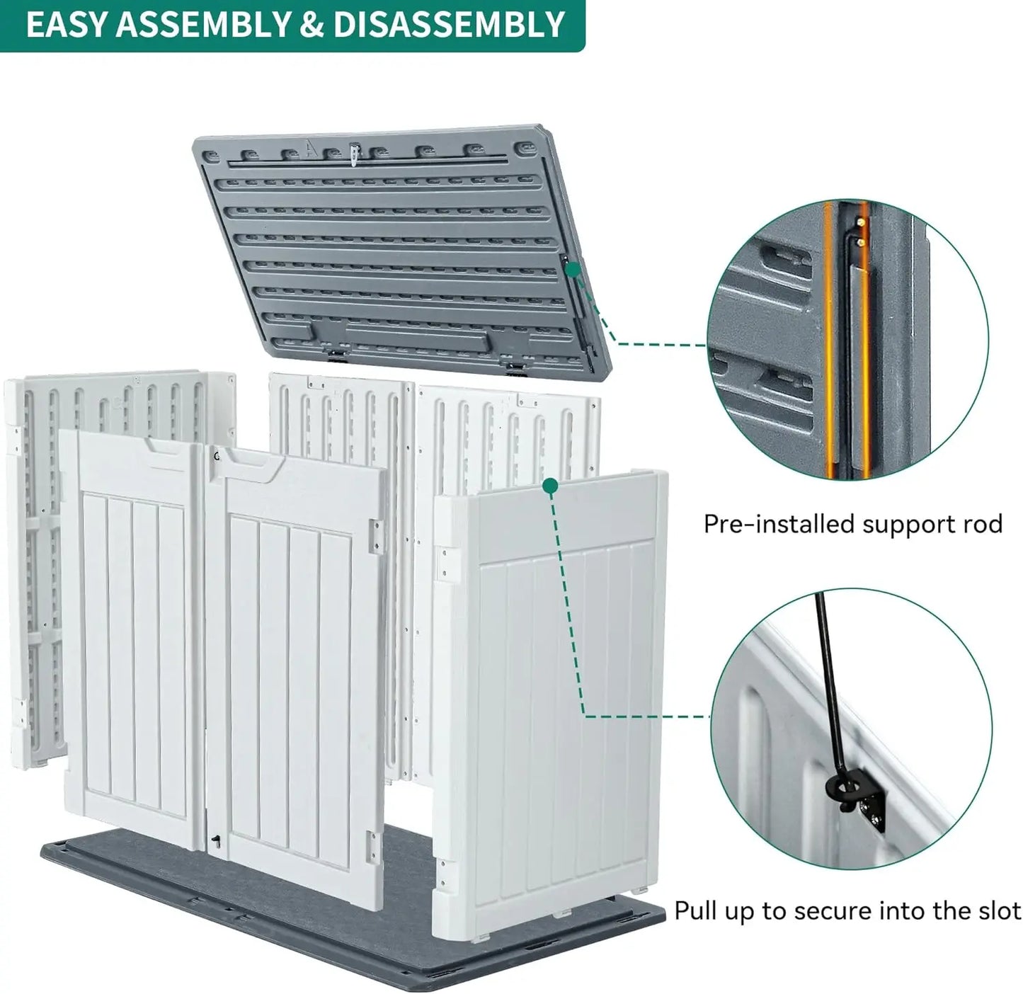 Extra Large Outdoor Horizontal Storage Shed 4.5x4 Resin Tool Shed Waterproof