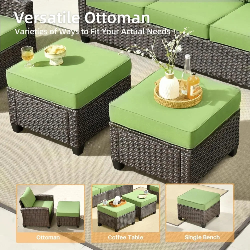 Patio Furniture Set 5 Pieces Outdoor Wicker Rattan Sofa Chairs Ottomans