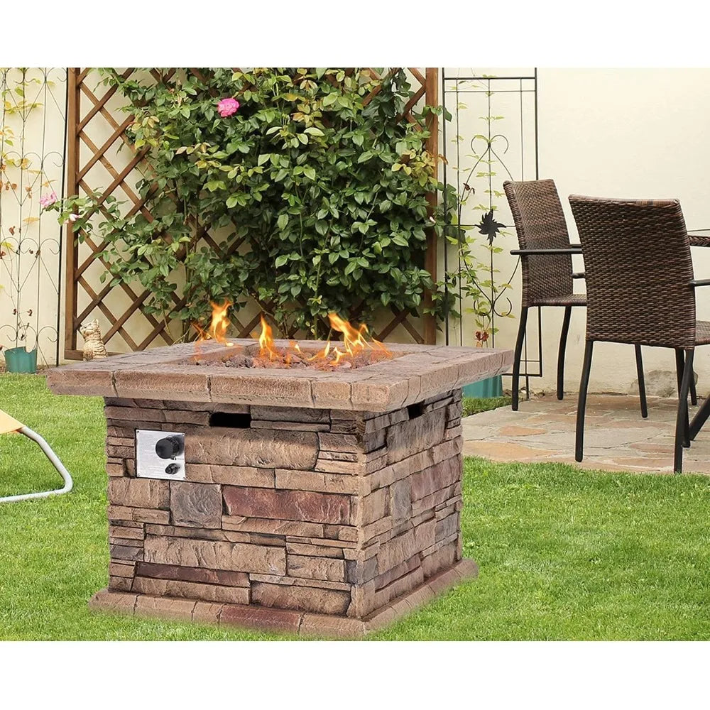 32 Inch Concrete Propane Fire Pit 50000 BTU Smokeless Gas Fire Pit
