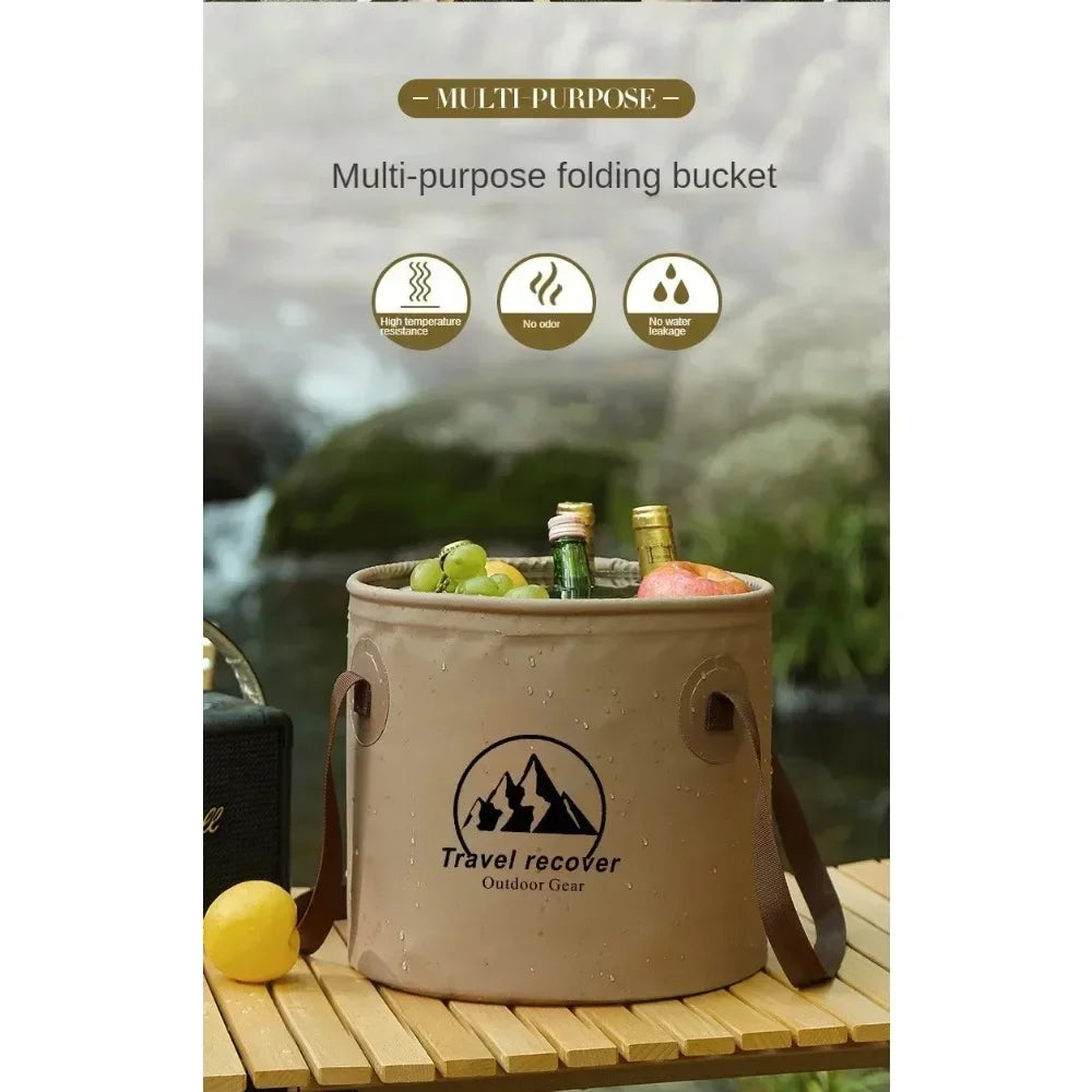 Meet your ultimate foldable bucket for outdoor chores and travel, a compact sink and storage solution wherever you roam.