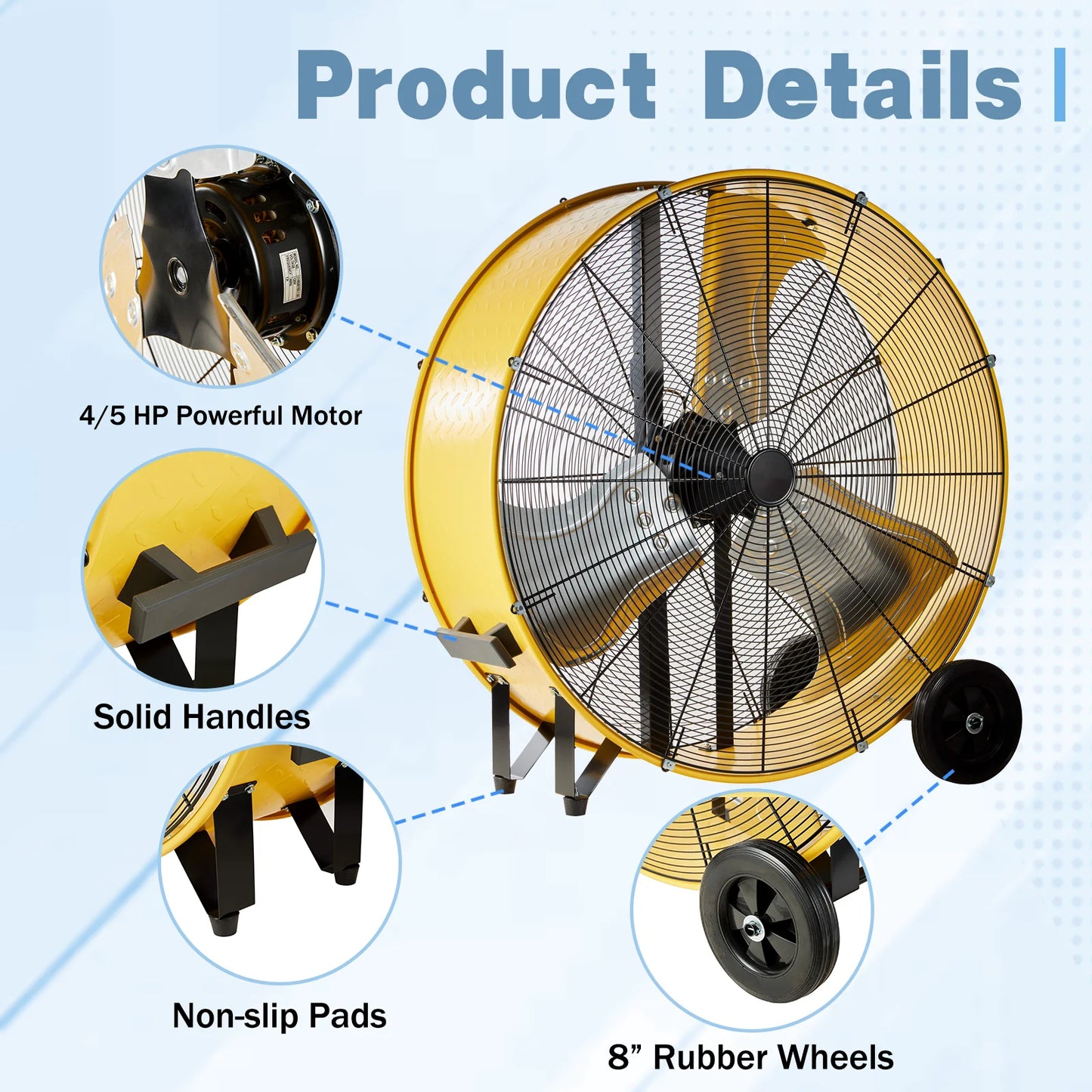 36 Inch Portable Drum Fan High Velocity Two Speed Heavy Duty Shop Fan