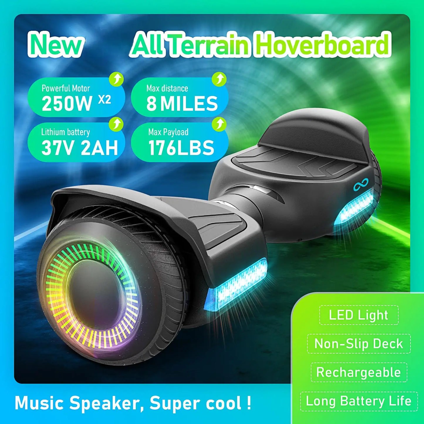 GYROORCE presents a 6.5 inch all-terrain self-balancing hoverboard built for kids to ride with confidence and style.