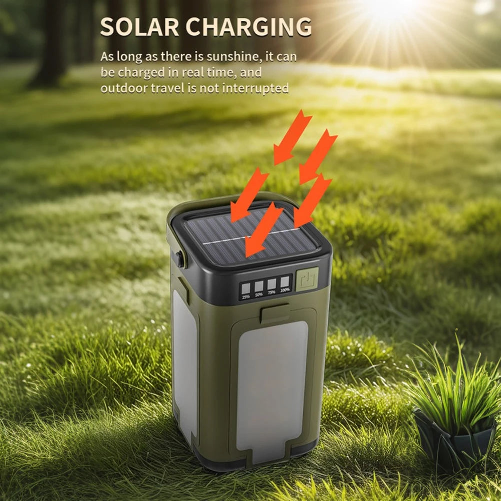 Foldable Camping Lantern Power Bank Solar Rechargeable LED Light For Camping