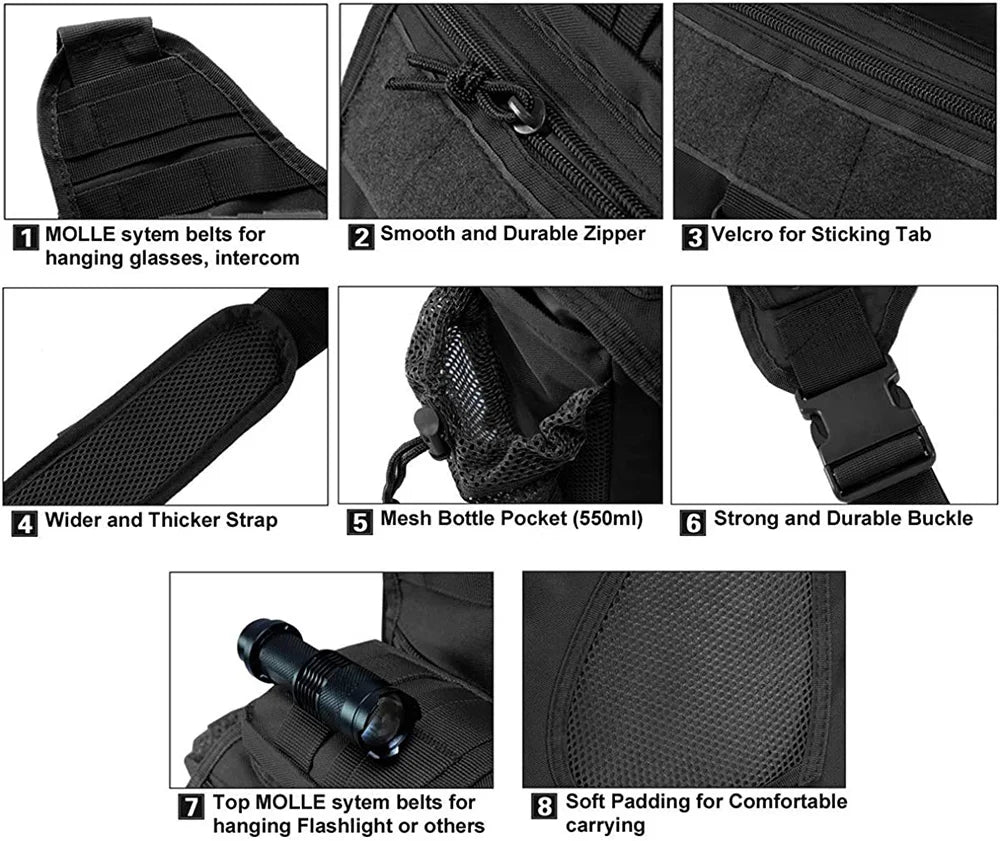 Outdoor Tactical Shoulder Bag Sling Pack Molle Pouch Nylon