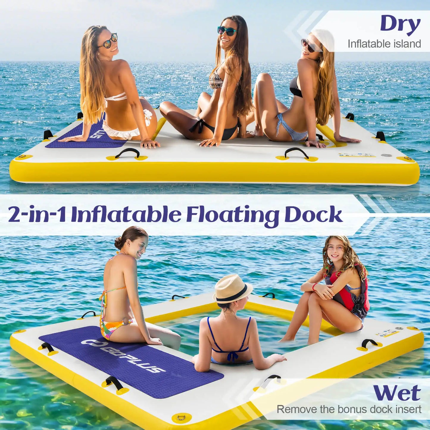 Dive into summer with the Multigoth 8 ft inflatable floating dock, built for durable, family-friendly aquatic fun on lakes, rivers, or calm coastlines.