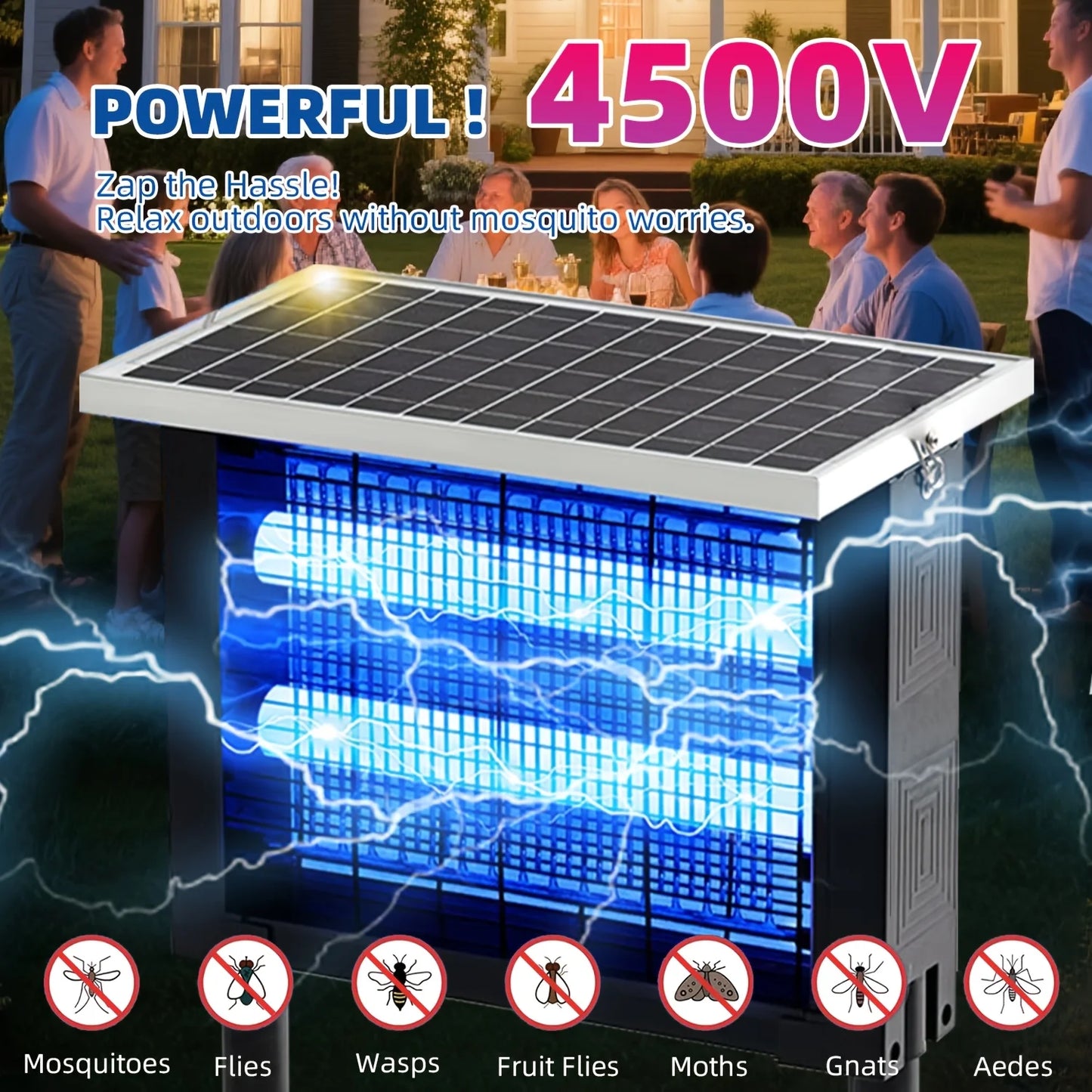 Power through mosquitoes with a silent, solar powered bug zapper built for your outdoor living.