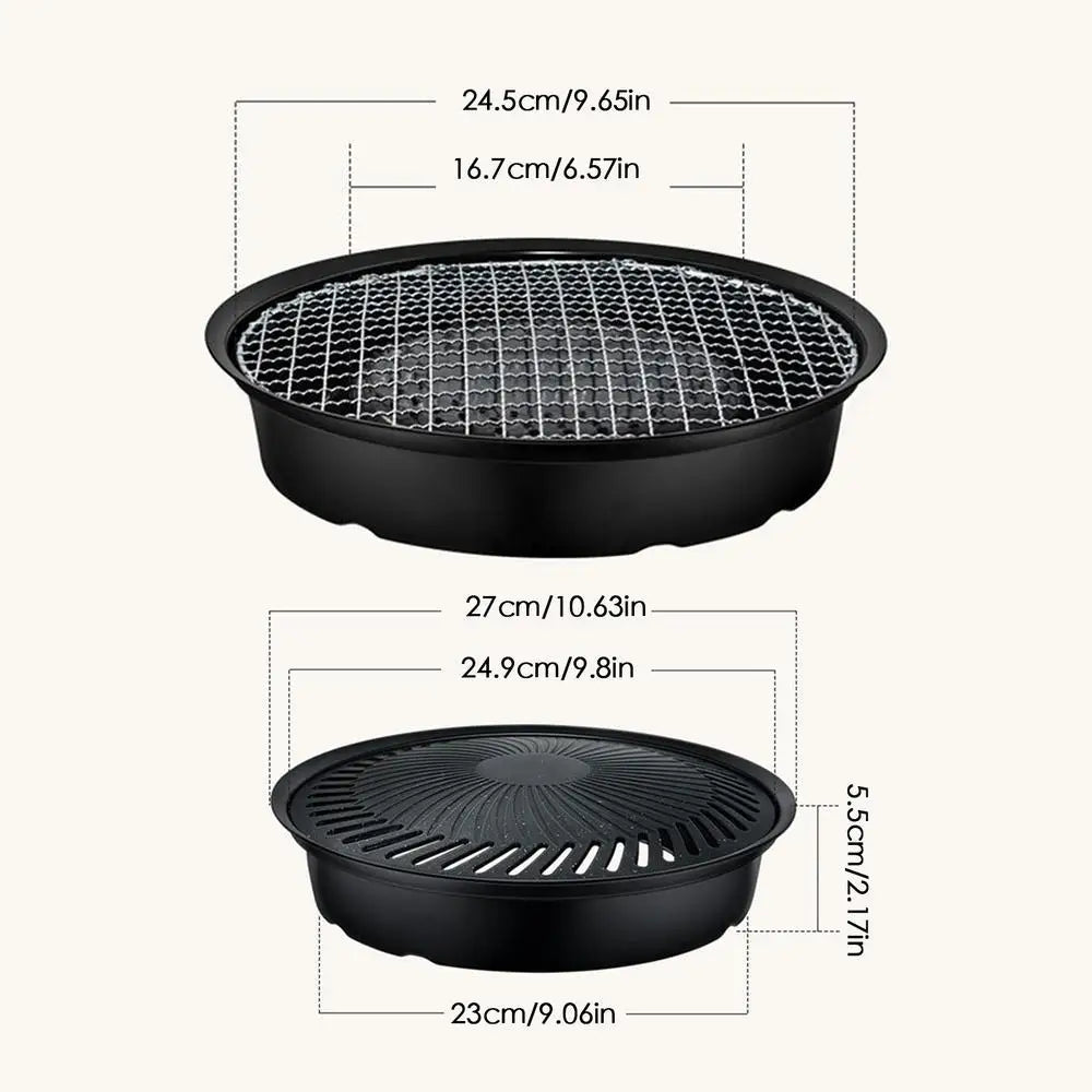 Elevate your outdoor cooking with this durable nonstick round grill pan, perfectly suited for camping and backyard grilling, designed for even heat distribution and lasting performance.