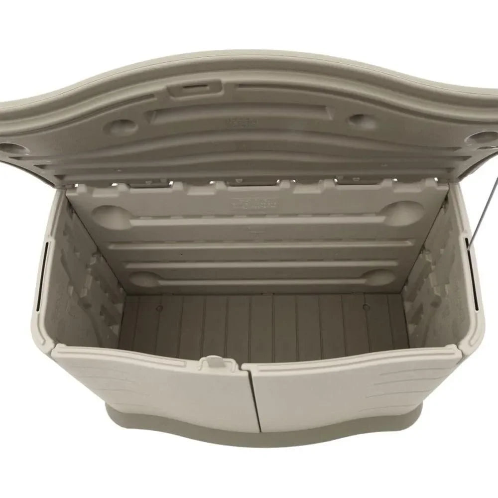 Customizable Small Horizontal Resin Outdoor Storage Shed With Floor Beige Brown