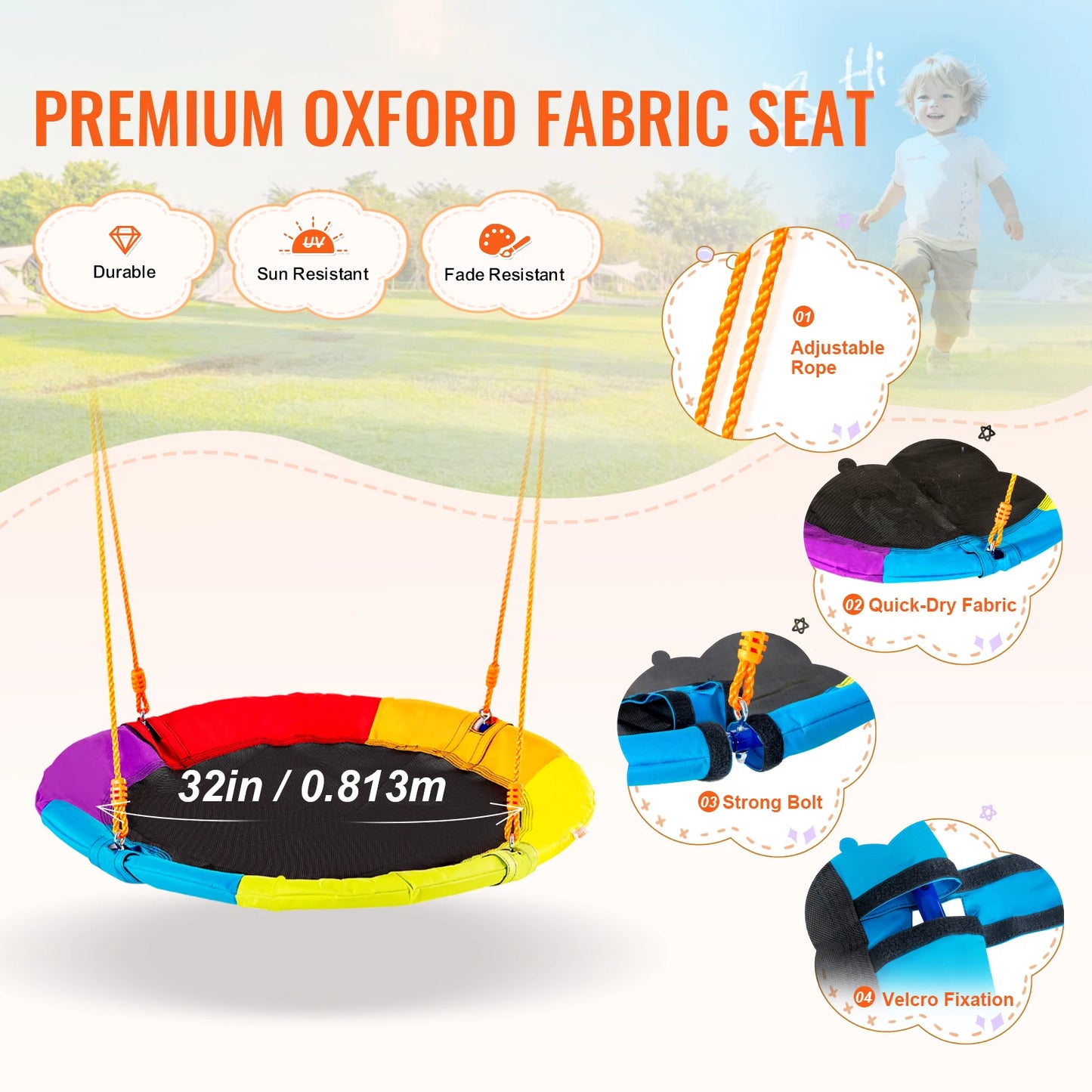 Backyard Swing Set 600 Lb Capacity With 1 Saucer Swing Seat And 2 Belt Seats