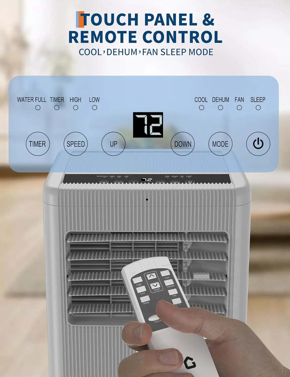 Acekool 8000 BTU Portable Air Conditioner Sleep Dry Fan Modes