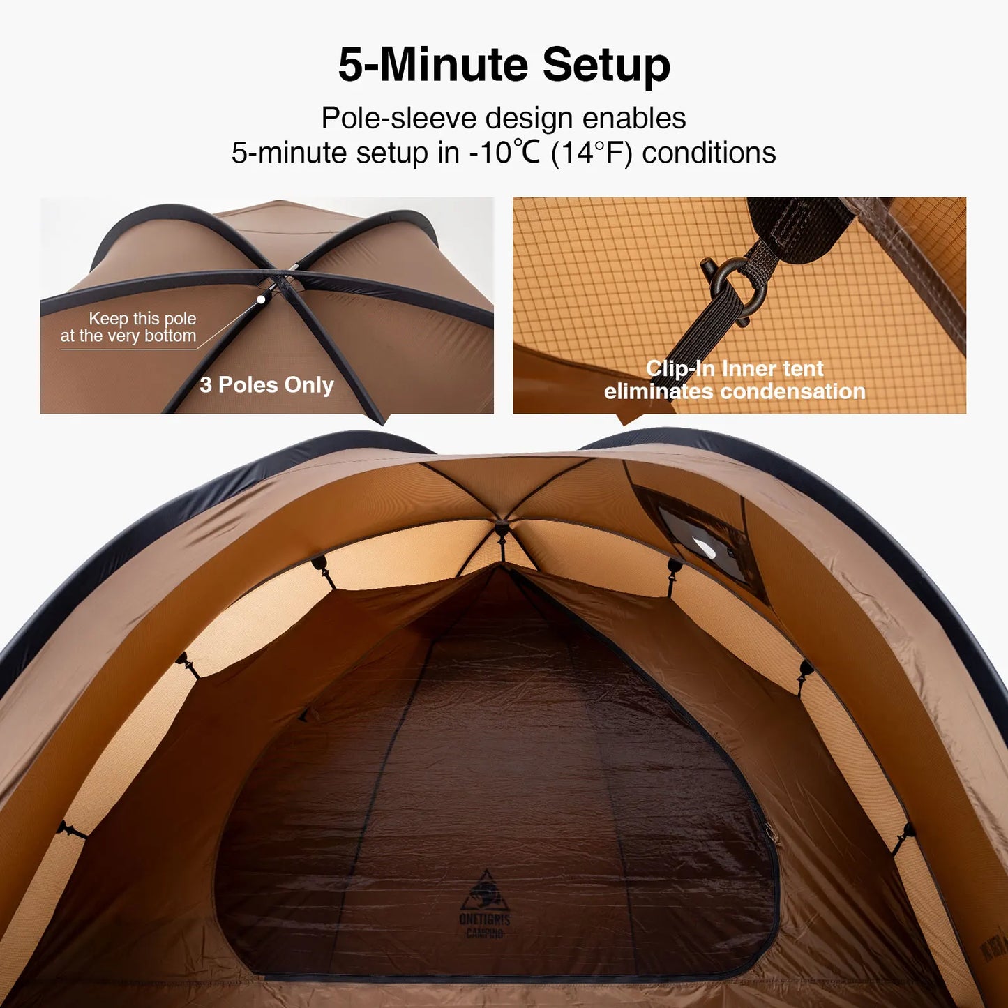 OneTigris Coco Nest Solo Dome Tent With Stove Jack 3000mm Waterproof