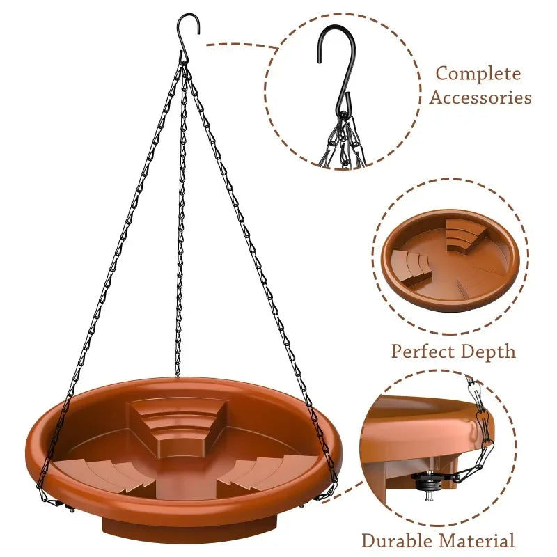 Enhance your outdoor space with a solar powered bird fountain that also serves as a convenient feeder and decorative water feature.