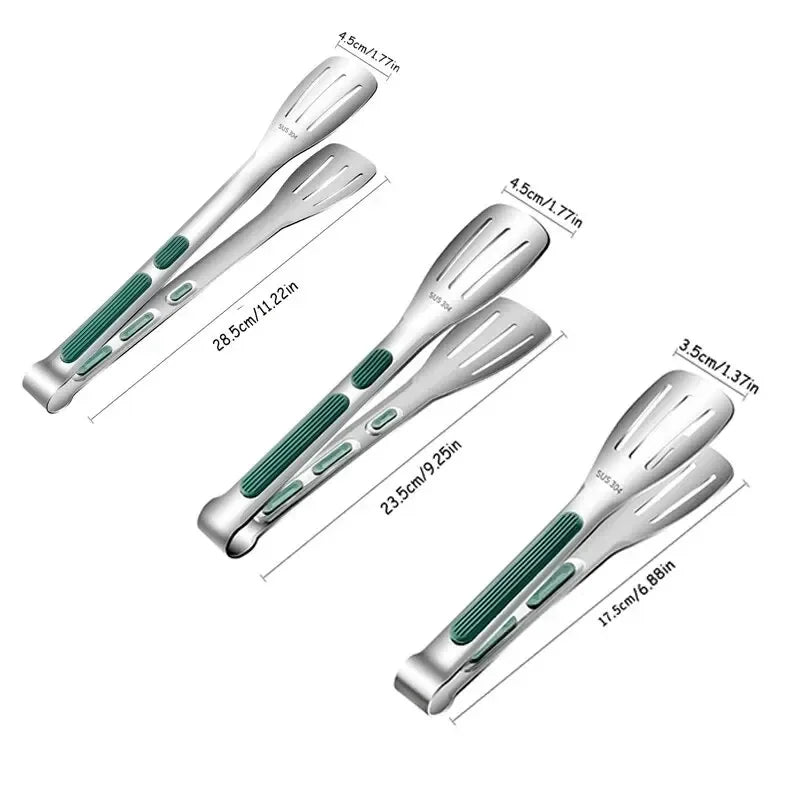 NONECN 1pc Non Slip Stainless Steel Food Tongs For Kitchen Barbecue Grill