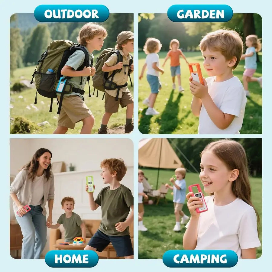Keep your kids connected and safe on outdoor adventures with this four-pack of rechargeable walkie talkies.