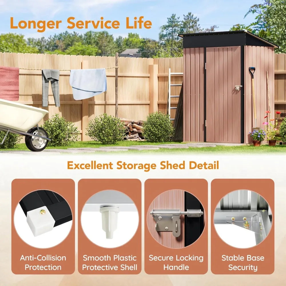 Garden Storage Shed With Lockable Door Steel Sloping Roof