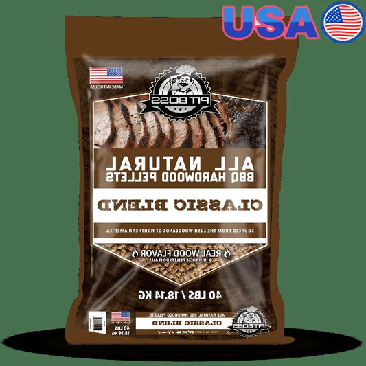 100 Natural Hardwood BBQ Pellets Classic Blend Pecan Hickory Mesquite 40Lb Bag